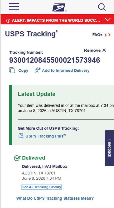 Delivery Proof Tracking Screenshot