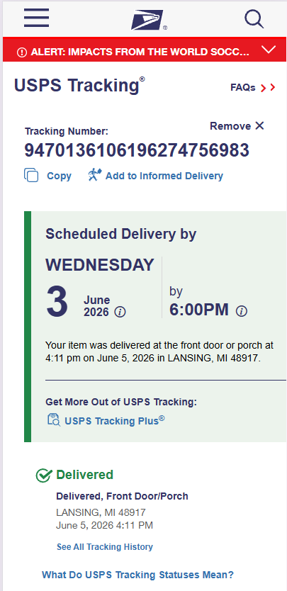 Delivery Proof Tracking Screenshot