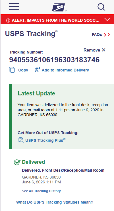 Delivery Proof Tracking Screenshot