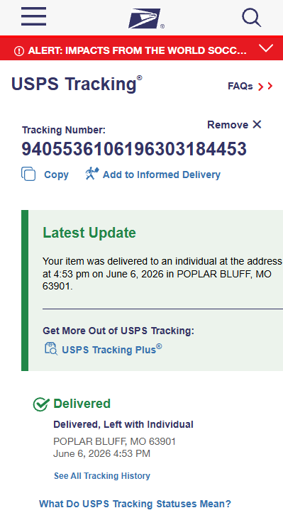 Delivery Proof Tracking Screenshot