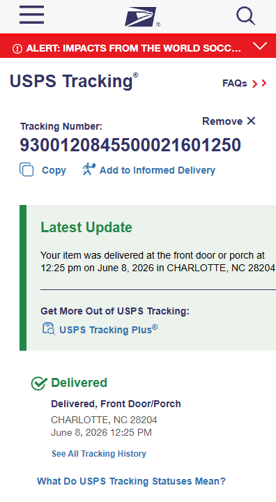 Delivery Proof Tracking Screenshot