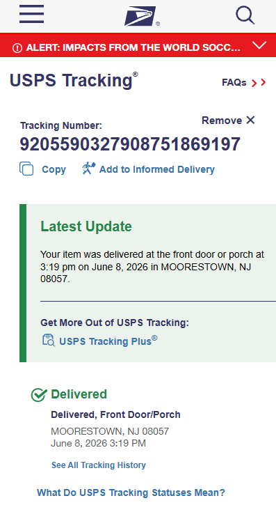 Delivery Proof Tracking Screenshot