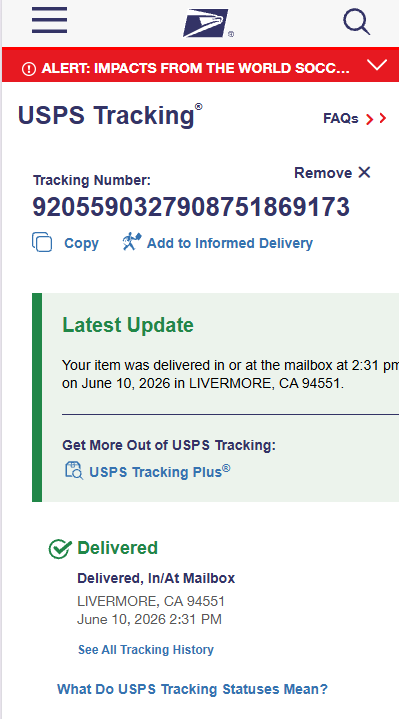 Delivery Proof Tracking Screenshot