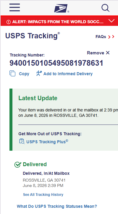 Delivery Proof Tracking Screenshot