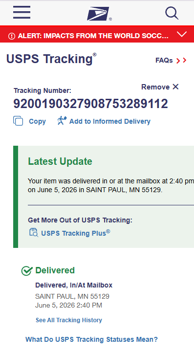 Delivery Proof Tracking Screenshot
